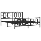 Metal Bed Frame without Mattress with Footboard Black 160x200cm