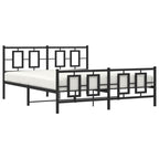 Metal Bed Frame without Mattress with Footboard Black 160x200cm