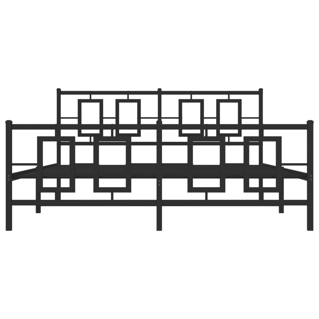 Metal Bed Frame without Mattress with Footboard Black 160x200cm