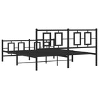 Metal Bed Frame without Mattress with Footboard Black 160x200cm