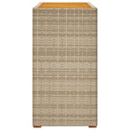 Garden Side Table with Wooden Top Beige 100x40x75 cm Poly Rattan