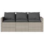 2 Piece Garden Dining Set with Cushions Light Grey Poly Rattan