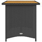 Garden Table with Wooden Top Black 110x68x70 cm Poly Rattan