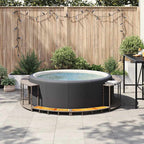 Hot Tub Surround with Storage and Wooden Step Grey Poly Rattan
