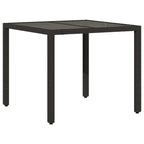 Garden Table with Glass Top Black 90x90x75 cm Poly Rattan