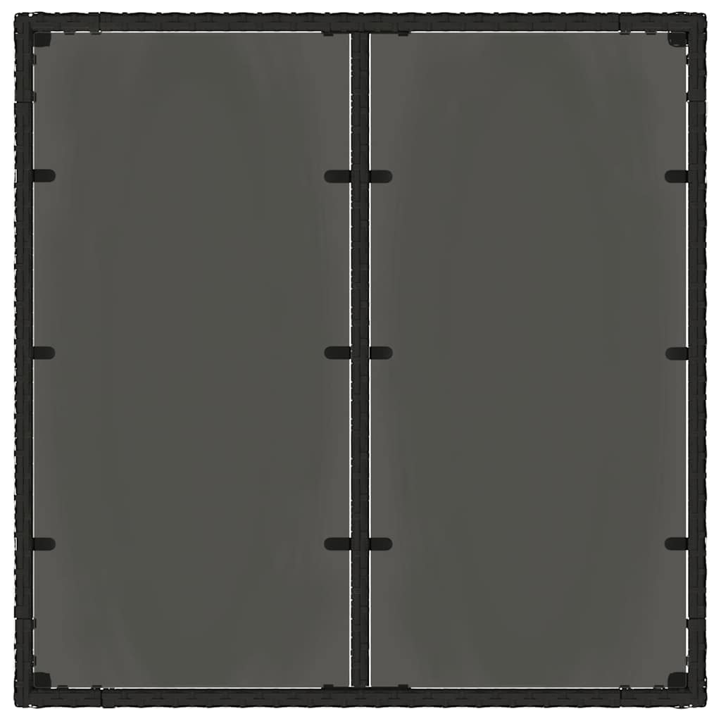 Garden Table with Glass Top Black 90x90x75 cm Poly Rattan