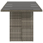 Garden Table with Glass Top Grey 190x80x75 cm Poly Rattan
