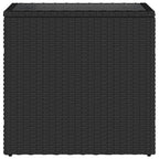 Garden Side Table with Glass Top Black 58x27.5x55 cm Poly Rattan