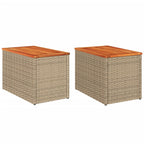 Garden Side Tables 2pcs Beige 55x34x37cm Poly Rattan Solid Wood
