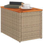 Garden Side Tables 2pcs Beige 55x34x37cm Poly Rattan Solid Wood