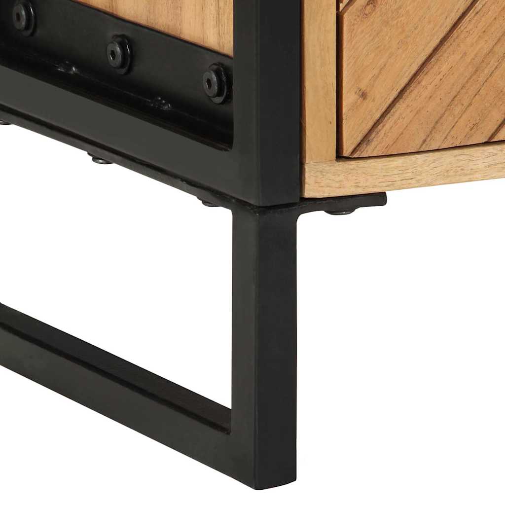 Bedside Table Brown 40 x 30 x 50 cm Solid Acacia Wood and Metal