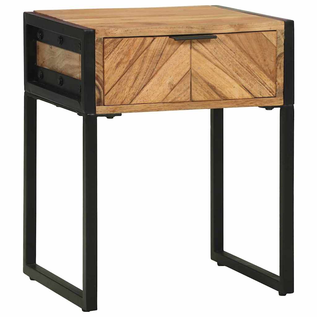 Bedside Table Brown 40 x 35 x 50 cm Solid Acacia Wood and Metal
