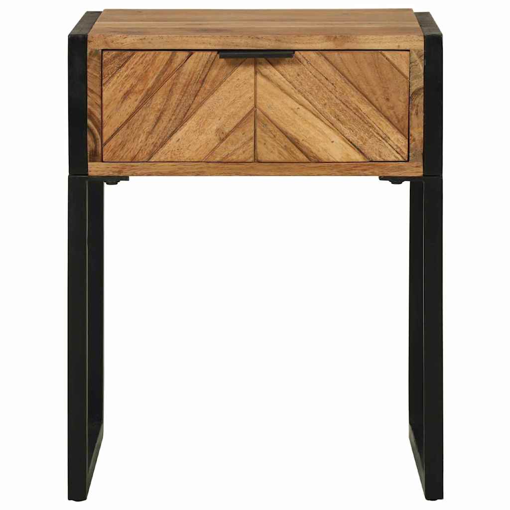 Bedside Table Brown 40 x 35 x 50 cm Solid Acacia Wood and Metal