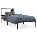 Metal Bed Frame without Mattress with Headboard Black 90x200cm