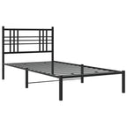 Metal Bed Frame without Mattress with Headboard Black 90x200cm