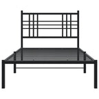 Metal Bed Frame without Mattress with Headboard Black 90x200cm