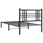 Metal Bed Frame without Mattress with Headboard Black 90x200cm