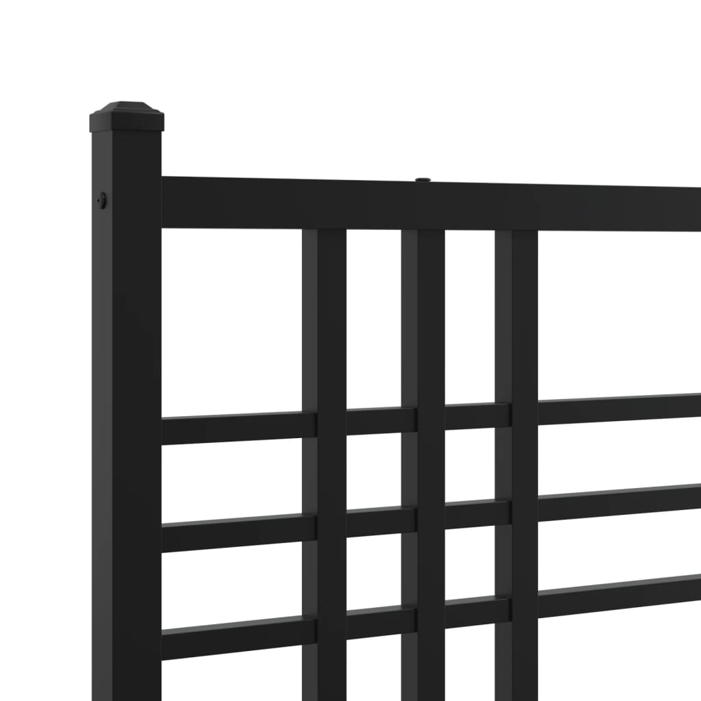 Metal Bed Frame without Mattress with Headboard Black 90x200cm