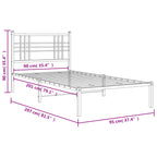 Metal Bed Frame without Mattress with Headboard Black 90x200cm
