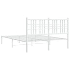 Metal Bed Frame without Mattress with Headboard White 120x200cm
