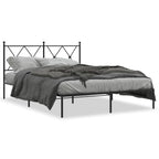 Metal Bed Frame without Mattress with Headboard Black 135x190cm