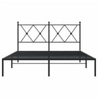 Metal Bed Frame without Mattress with Headboard Black 135x190cm