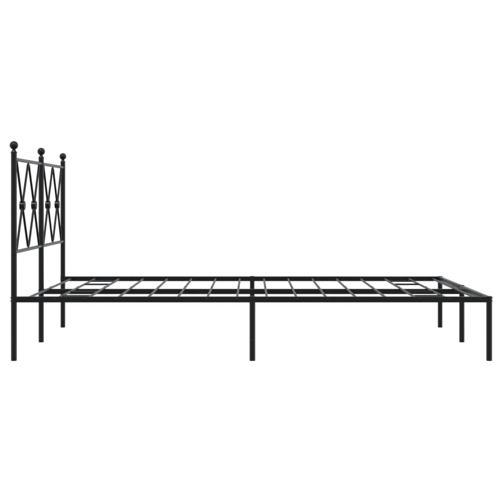 Metal Bed Frame without Mattress with Headboard Black 135x190cm