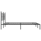 Metal Bed Frame without Mattress with Headboard Black 135x190cm