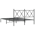 Metal Bed Frame without Mattress with Headboard Black 135x190cm