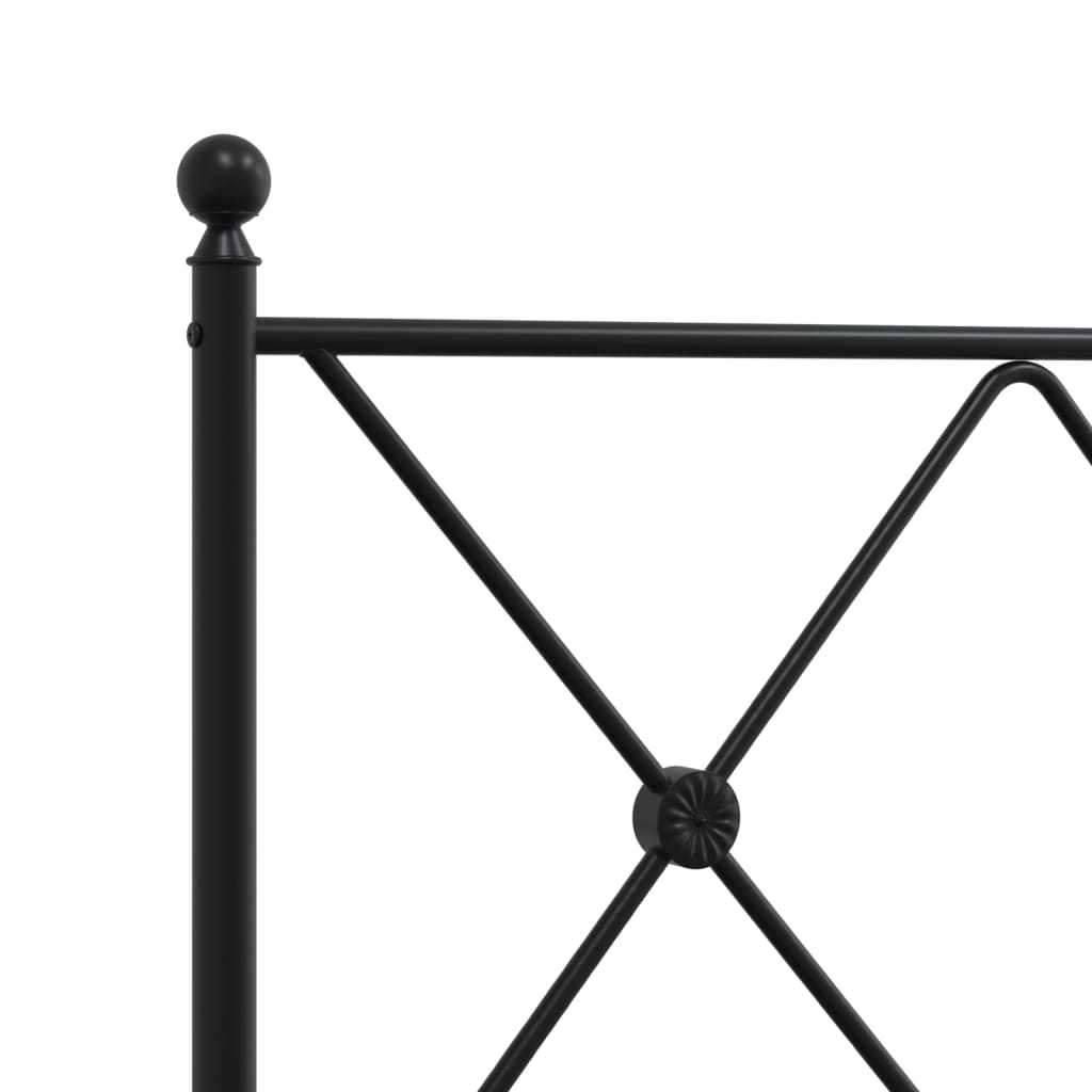 Metal Bed Frame without Mattress with Headboard Black 135x190cm