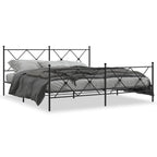 Metal Bed Frame without Mattress with Footboard Black 183x213cm