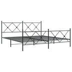 Metal Bed Frame without Mattress with Footboard Black 183x213cm