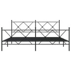 Metal Bed Frame without Mattress with Footboard Black 183x213cm