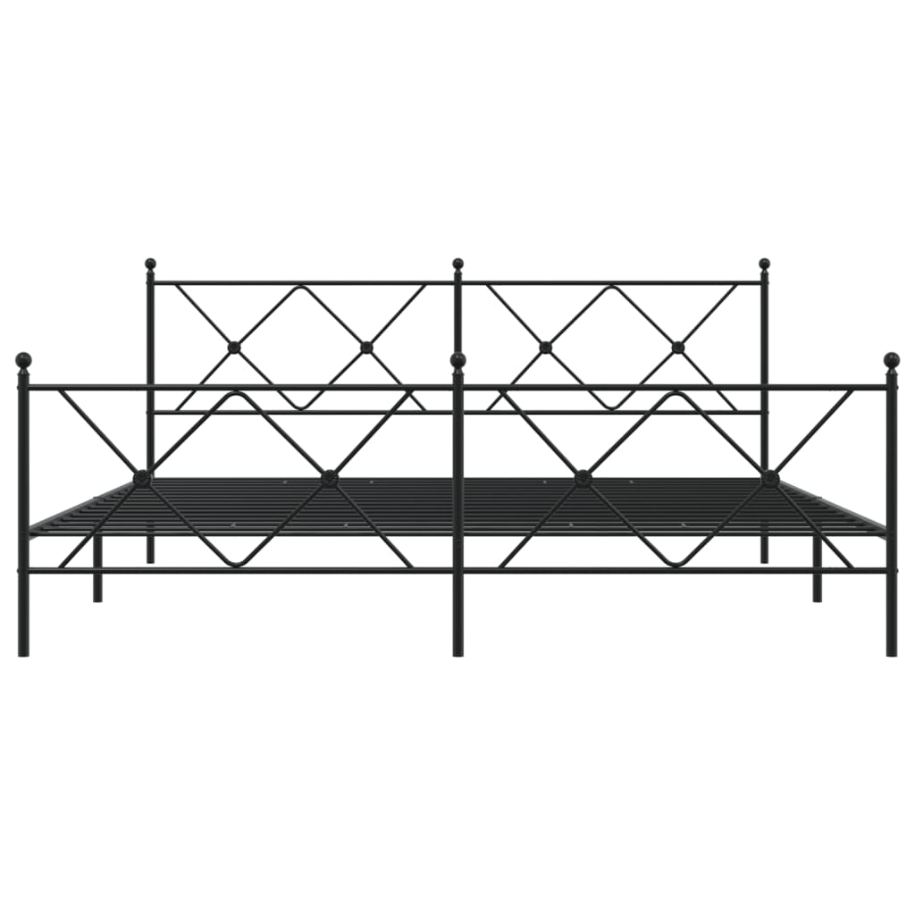 Metal Bed Frame without Mattress with Footboard Black 183x213cm