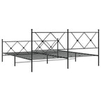 Metal Bed Frame without Mattress with Footboard Black 183x213cm