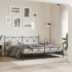 Metal Bed Frame without Mattress with Footboard Black 183x213cm