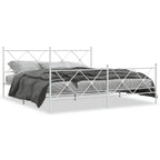 Metal Bed Frame without Mattress with Footboard White 183x213cm