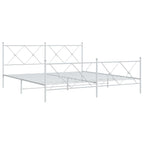 Metal Bed Frame without Mattress with Footboard White 183x213cm