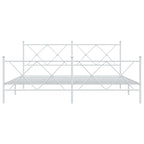 Metal Bed Frame without Mattress with Footboard White 183x213cm