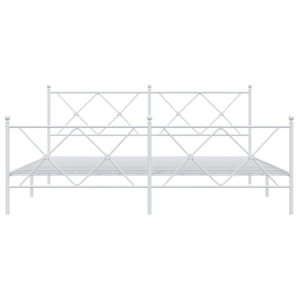 Metal Bed Frame without Mattress with Footboard White 183x213cm