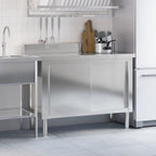 Kitchen Work Table with Sliding Doors Stainless Steel