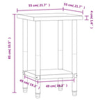 Kitchen Work Table 55x55x85 cm Stainless Steel