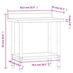 Kitchen Work Table with Backsplash 82.5x55x93 cm Stainless Steel