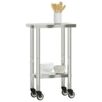 Kitchen Work Table with Wheels 55x30x85 cm Stainless Steel