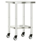 Kitchen Work Table with Wheels 55x55x85 cm Stainless Steel