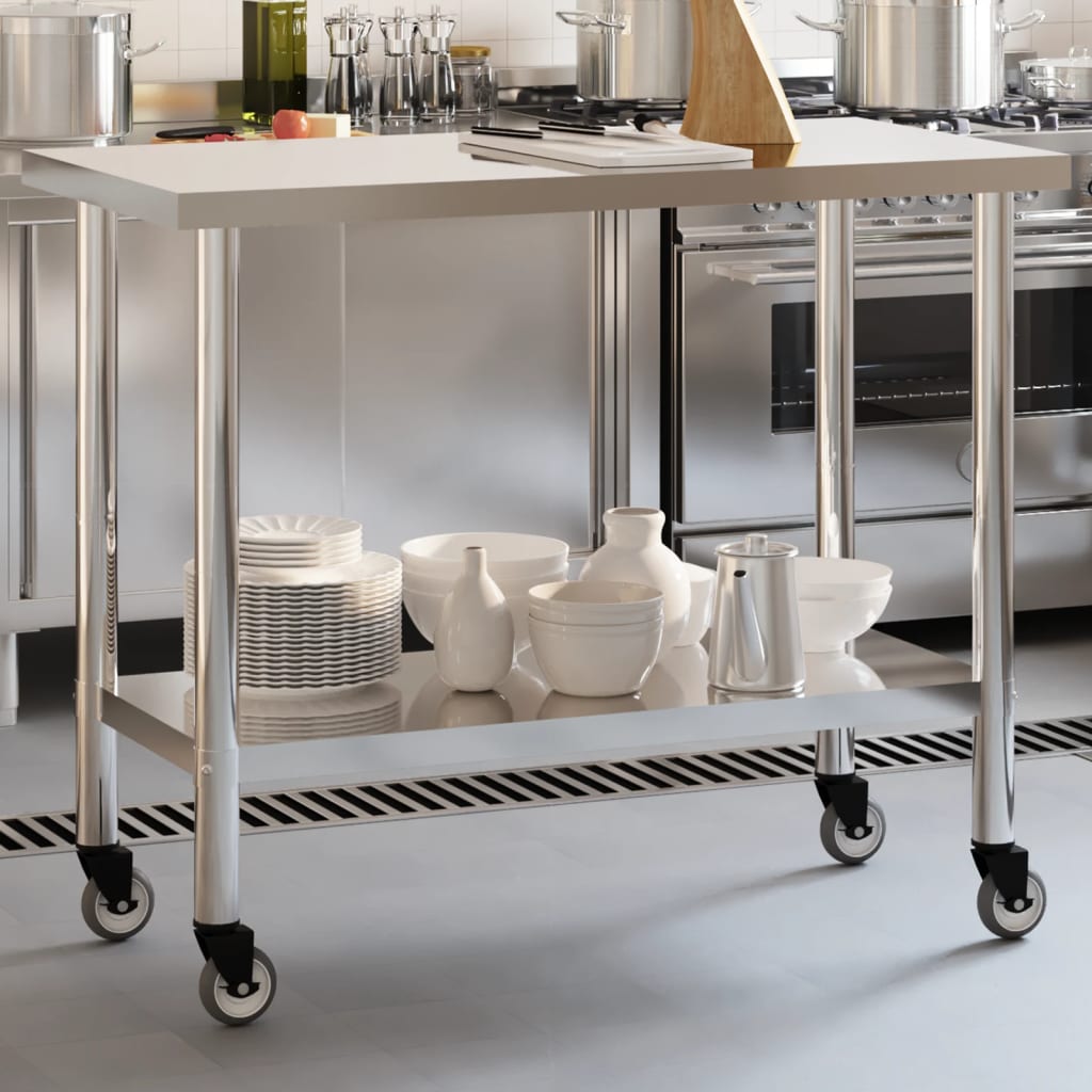 Kitchen Work Table With Wheels Stainless Steel