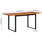Dining Table 160x80x75 cm Solid Wood Acacia