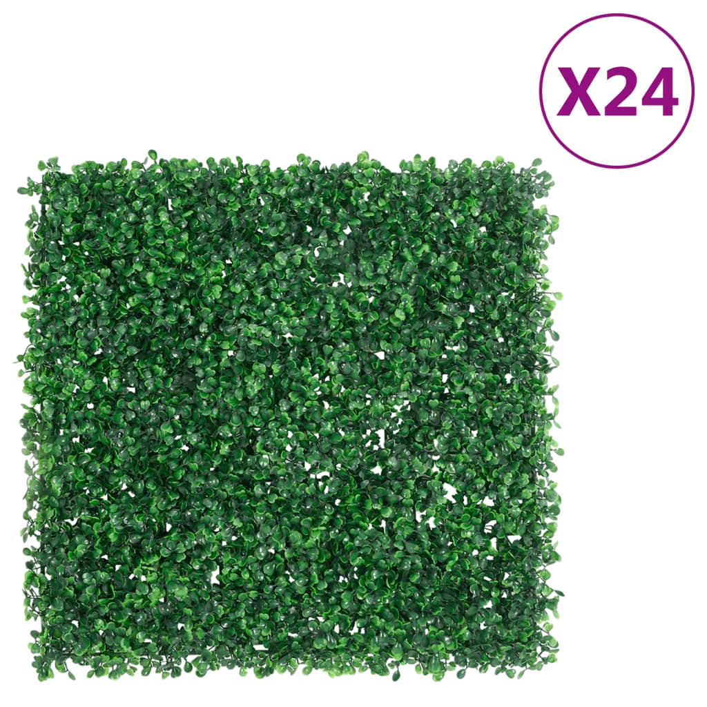 Artificial Shrub Leaf Fence 24 pcs Green 50x50 cm