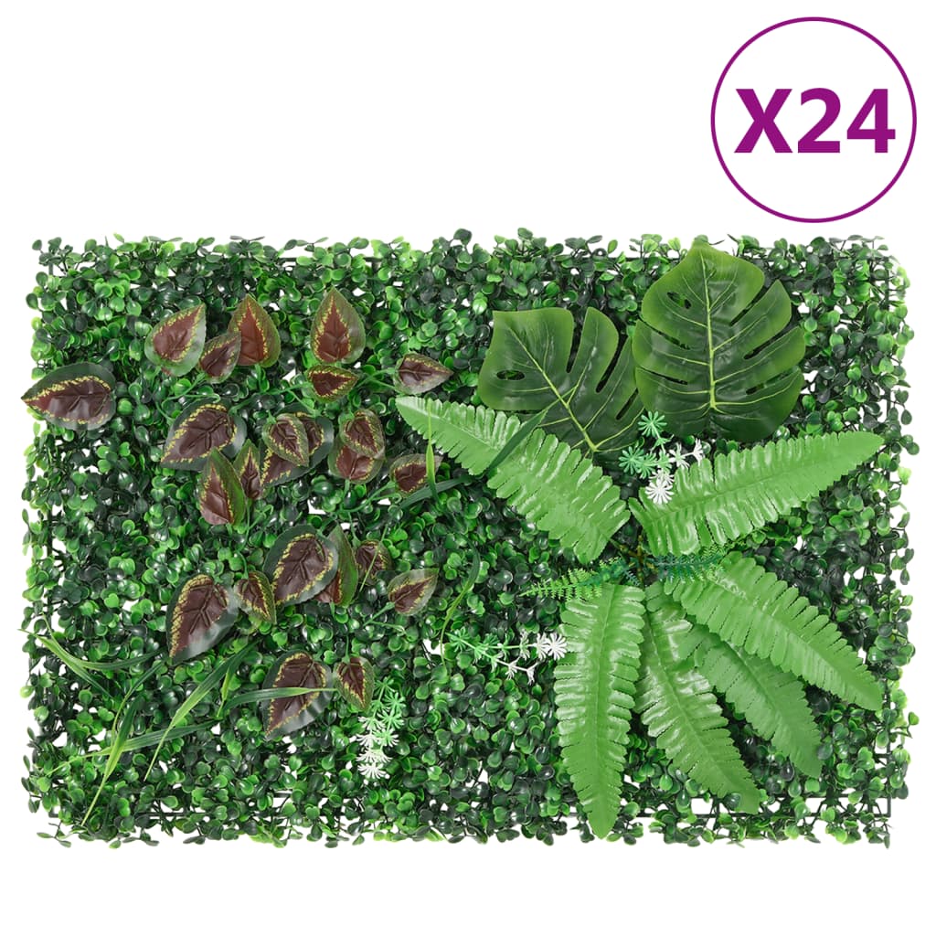Artificial Plant Fence 24 pcs Green 40x60 cm