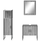 3 Piece Bathroom Cabinet Set Grey Sonoma Engineered Wood